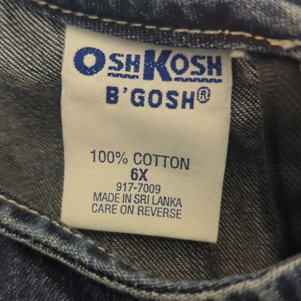Oshkosh bgosh vintage girls denim floral embroidered dress‎ size 6X